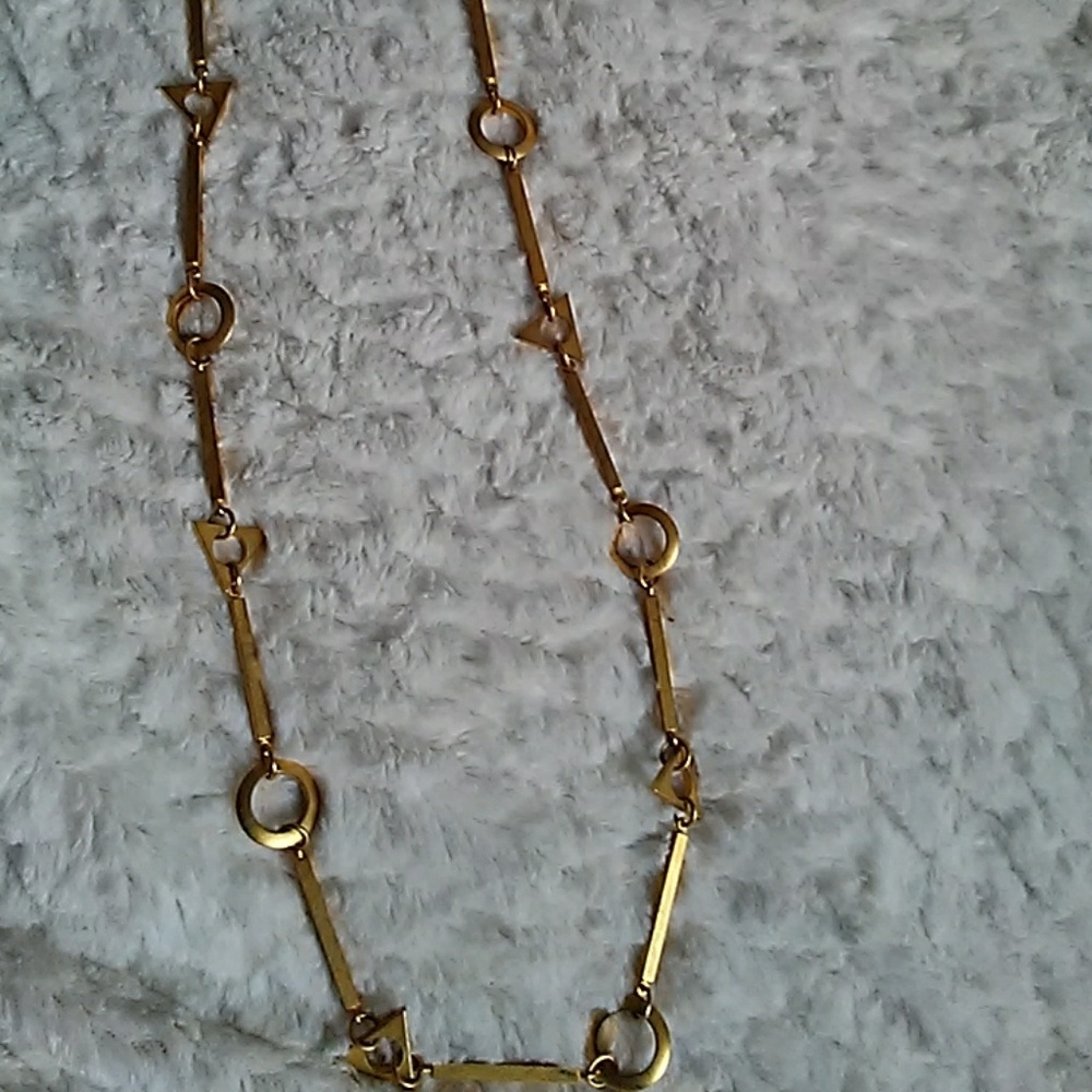 Brushed Gold Plate Statement Necklace - Picture 3 of 5